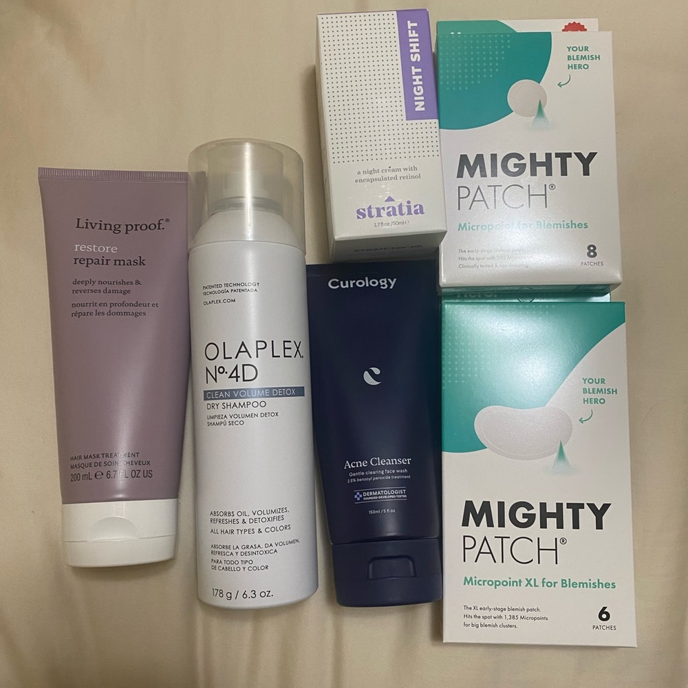 Hair and Skincare bundle unopened Curology Olaplex living proof stratia